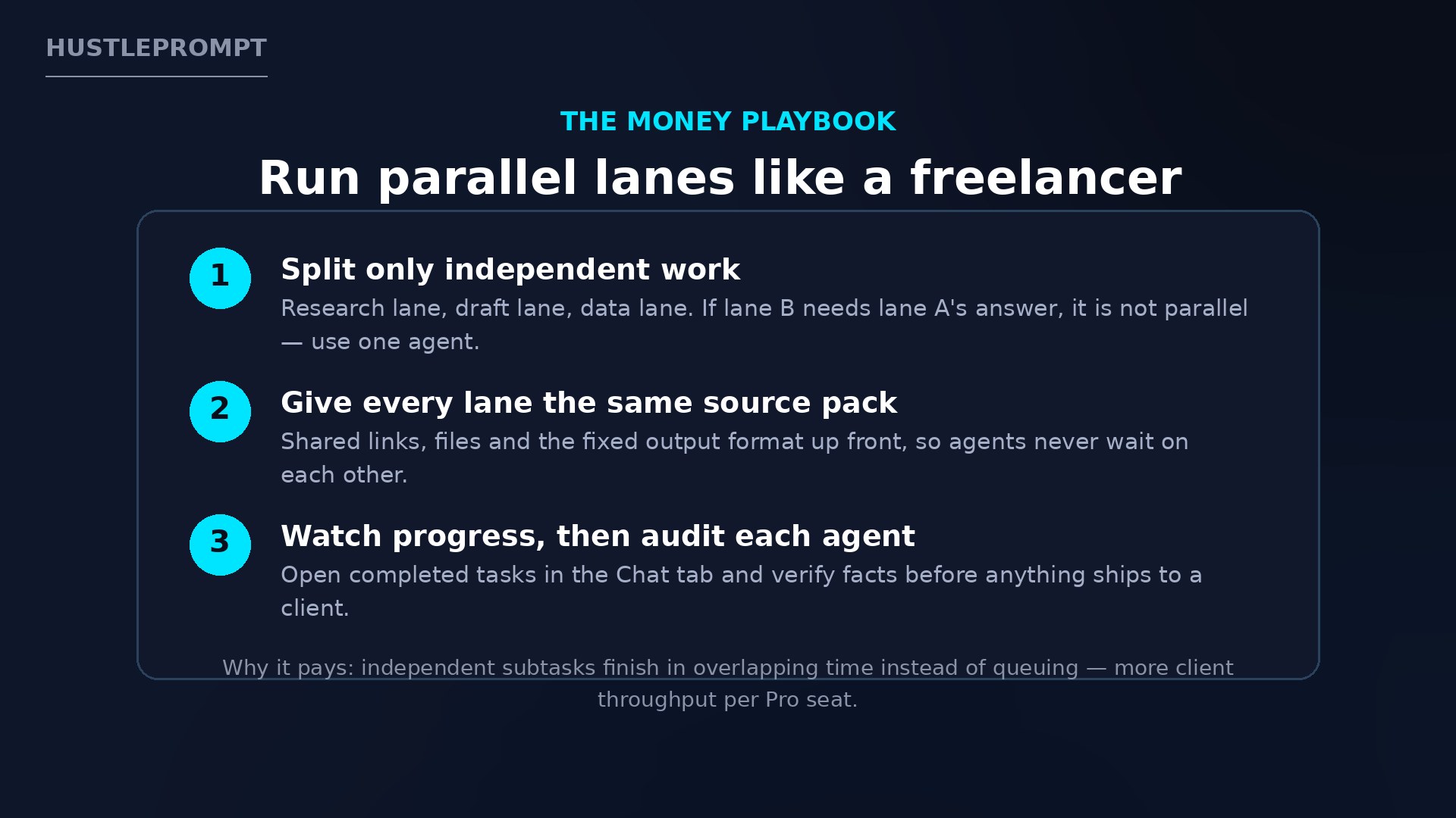 Three step playbook for freelancers running parallel agent lanes in ChatGPT