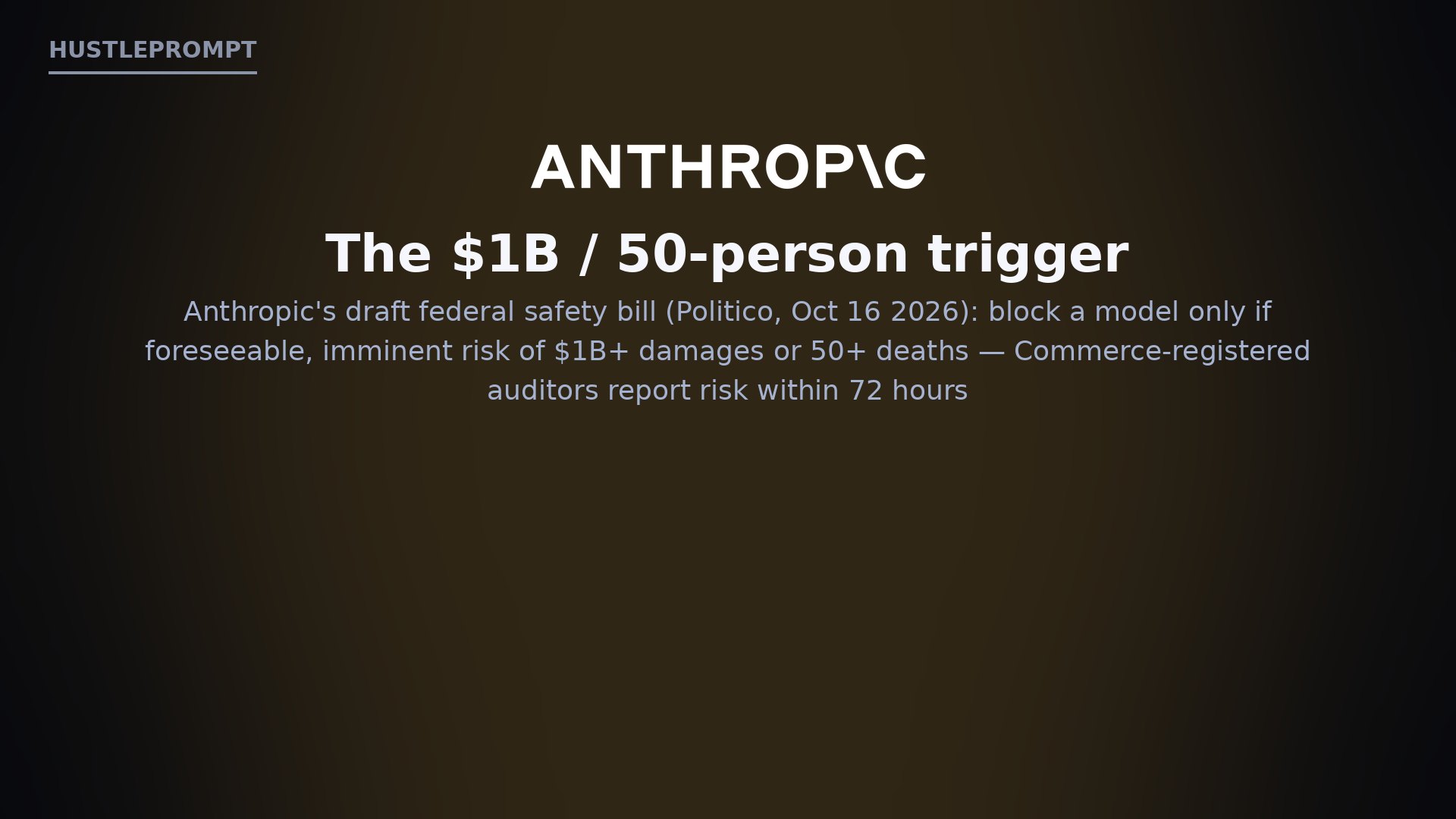 Official Anthropic logo — Anthropic's draft federal safety bill sets a $1B damages or 50-person trigger for blocking a model
