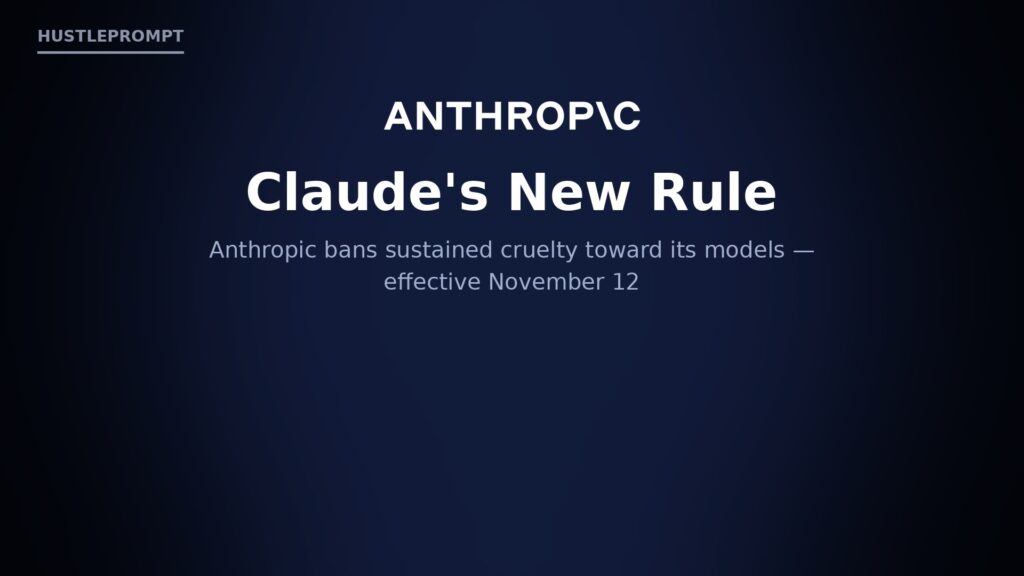 Anthropic Bans Cruelty to Claude New Rule Nov 12