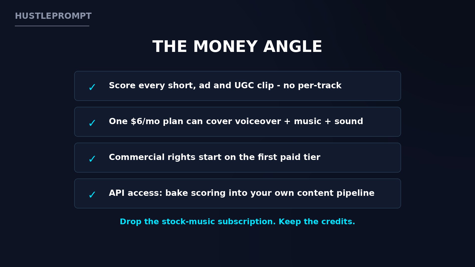 The money angle: drop the stock-music subscription, keep the credits