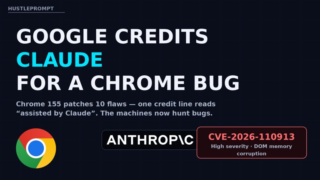 Google credits Claude for Chrome 155 vulnerability CVE-2026-110913