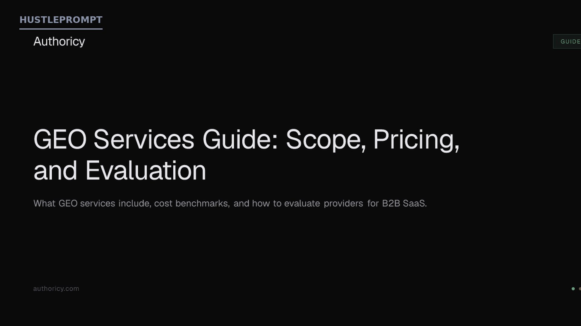Authoricy official cover for the GEO Services Guide with scope and pricing