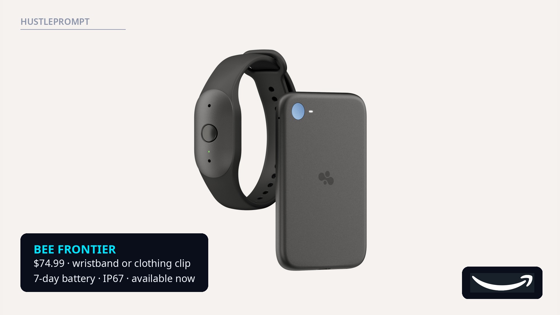 Bee Frontier wearable in Onyx next to a Bee Eclipse device