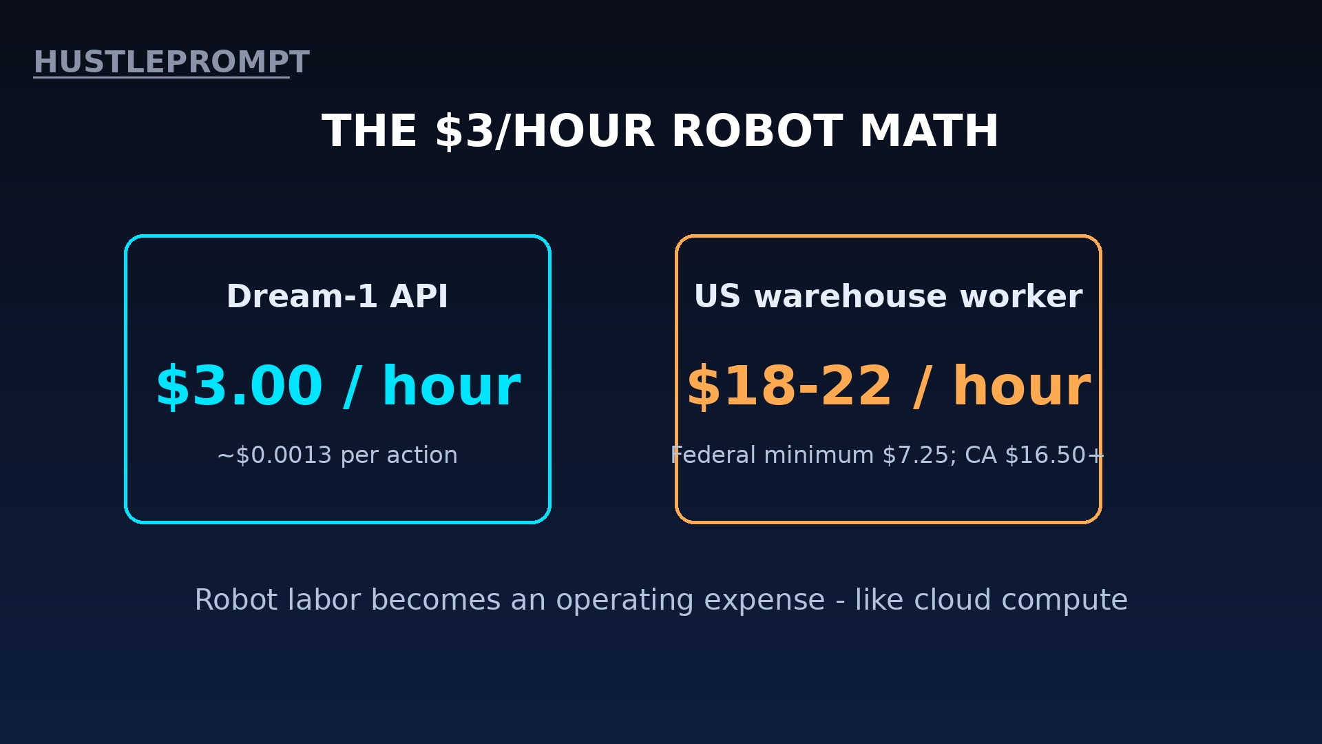 Dream-1 $3 per hour vs US warehouse wages cost comparison