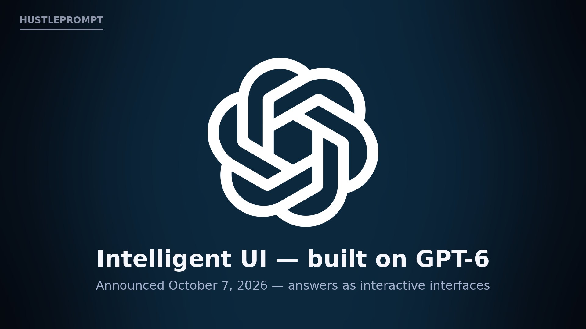 Official OpenAI logo — Intelligent UI, built on GPT-6, announced October 7, 2026