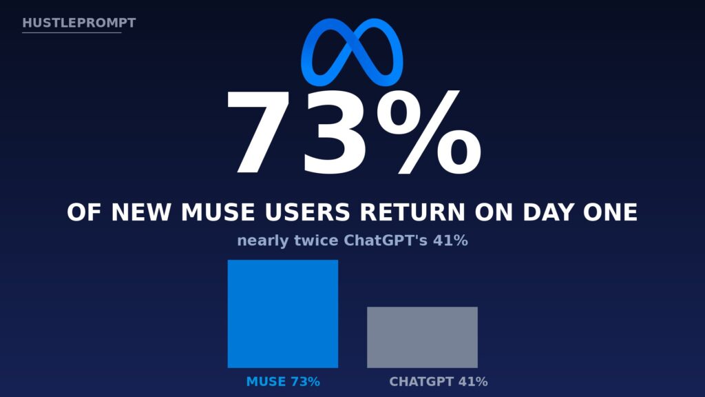 Meta Muse 73% day-one retention vs ChatGPT