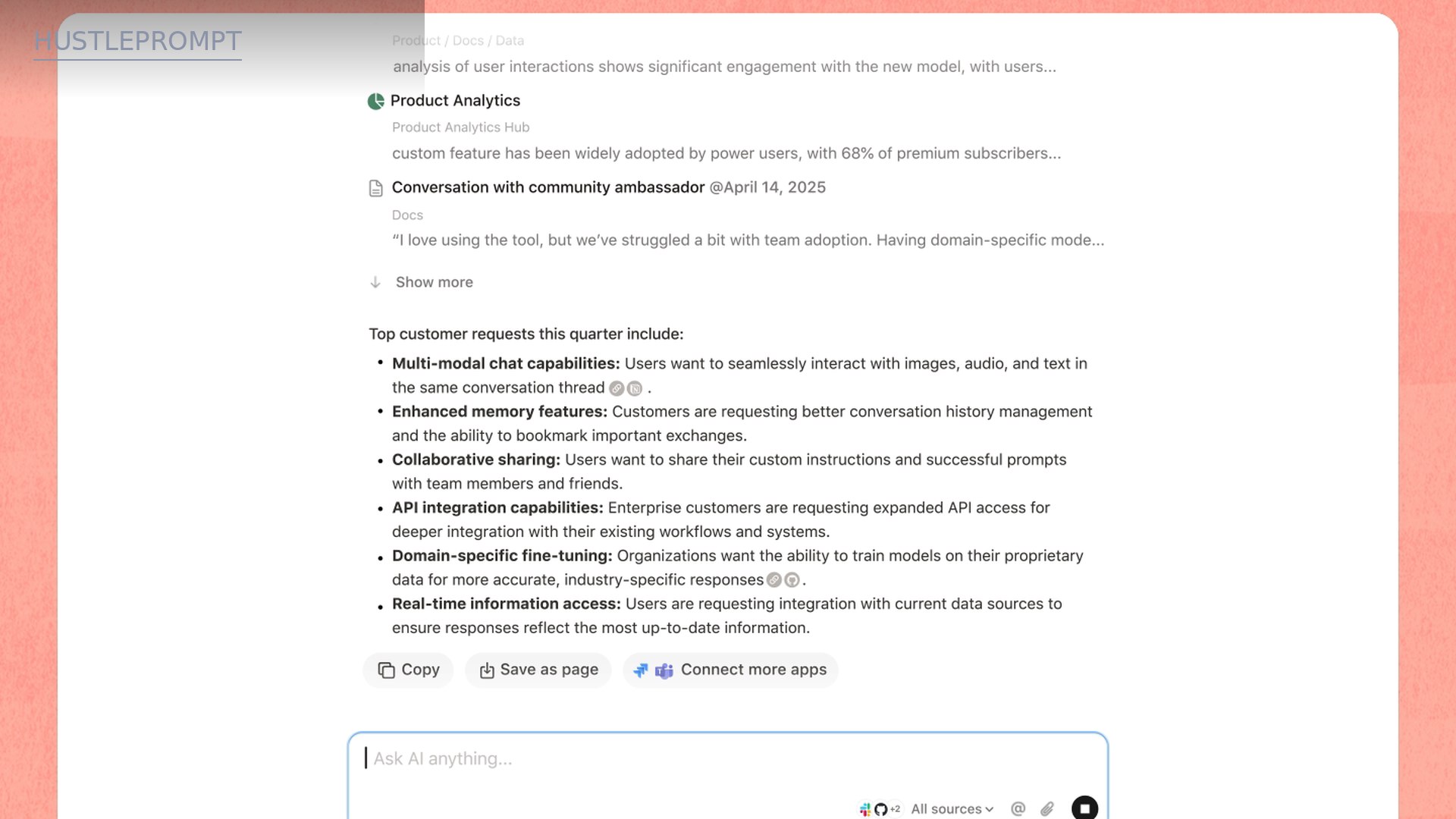 Notion Enterprise Search AI answer with cited sources