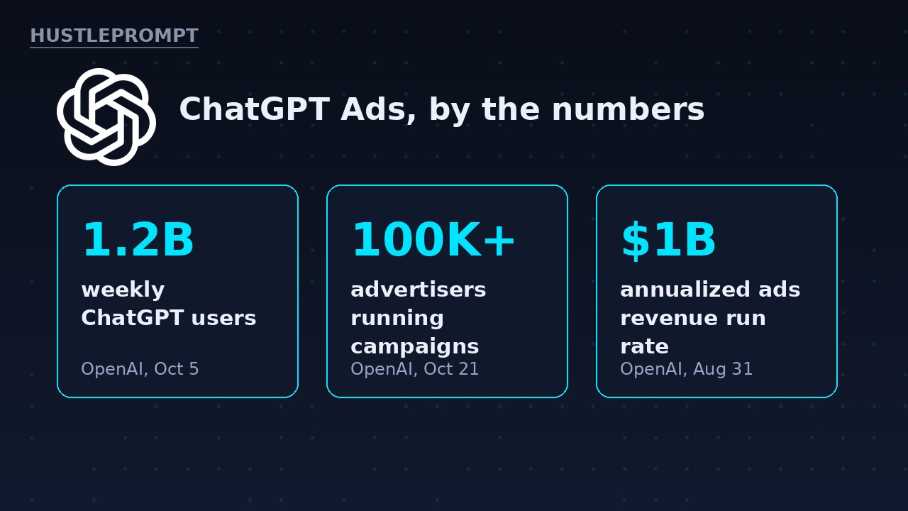 ChatGPT Ads by the numbers: 1.2B weekly users, 100K+ advertisers, $1B annualized run rate
