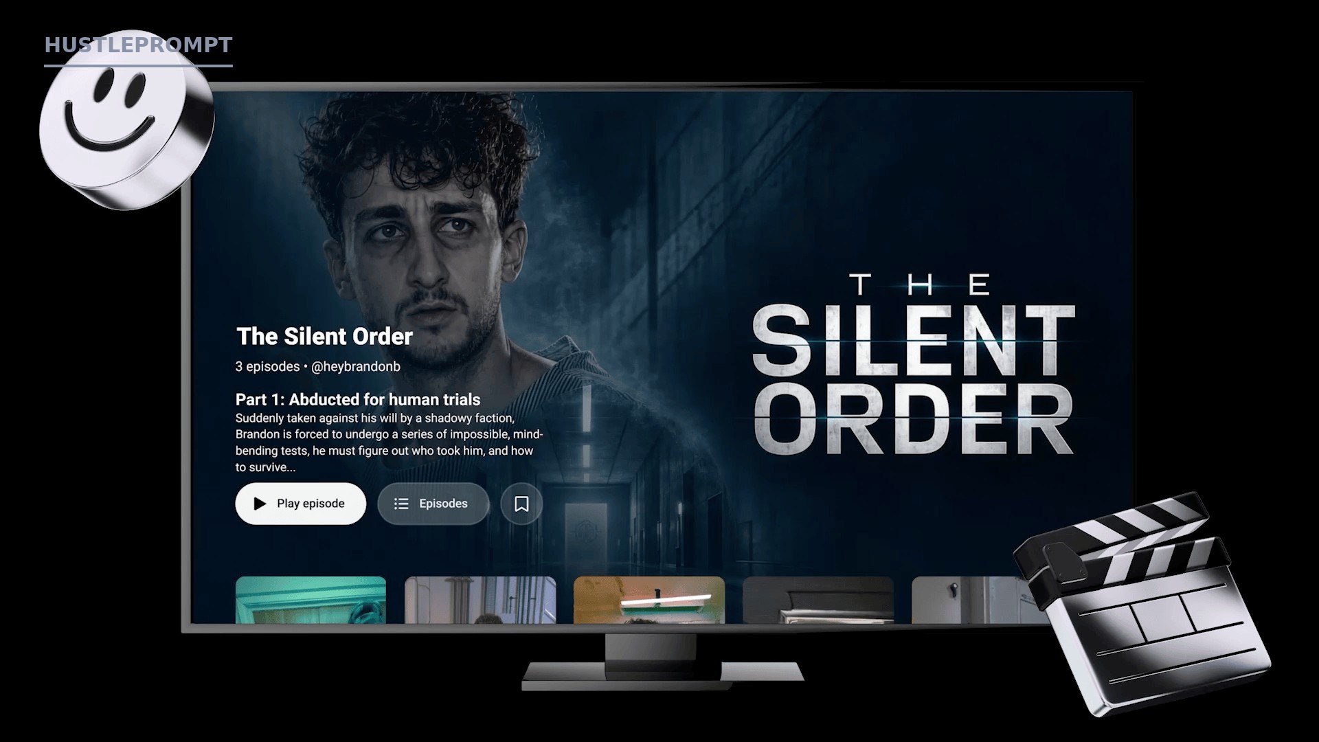YouTube Shorts Series feature showing a microdrama series organized into episodes on TV