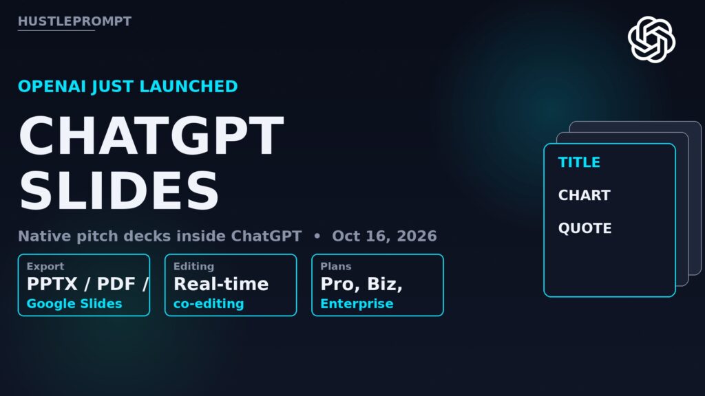 ChatGPT Slides announcement: OpenAI launched native slide creation in ChatGPT, October 16 2026