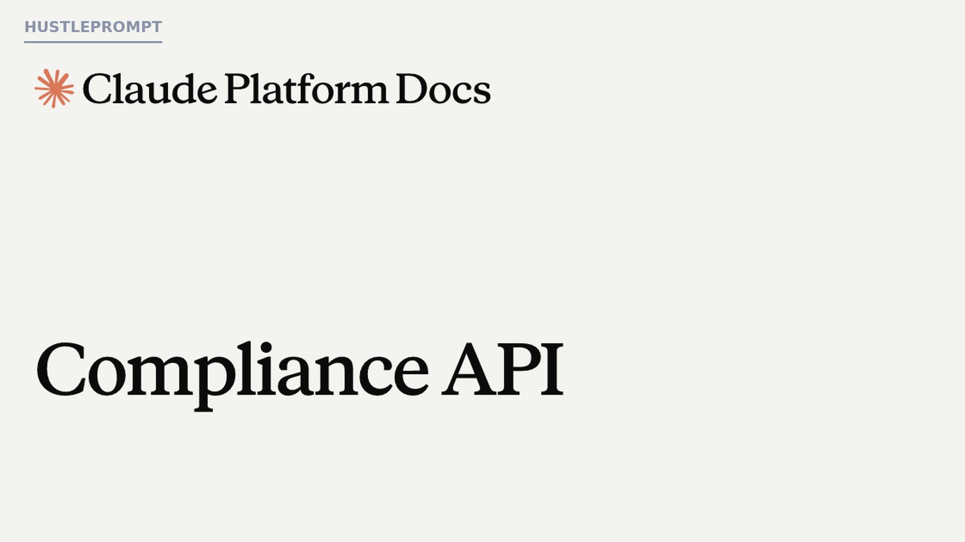 Anthropic Compliance API documentation page