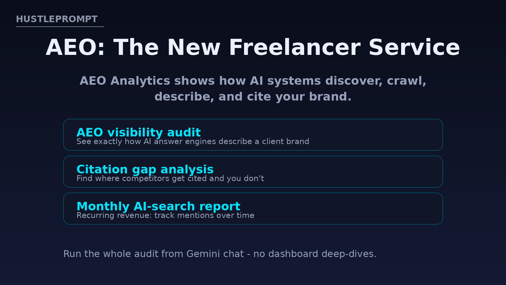 AEO analytics freelancer service