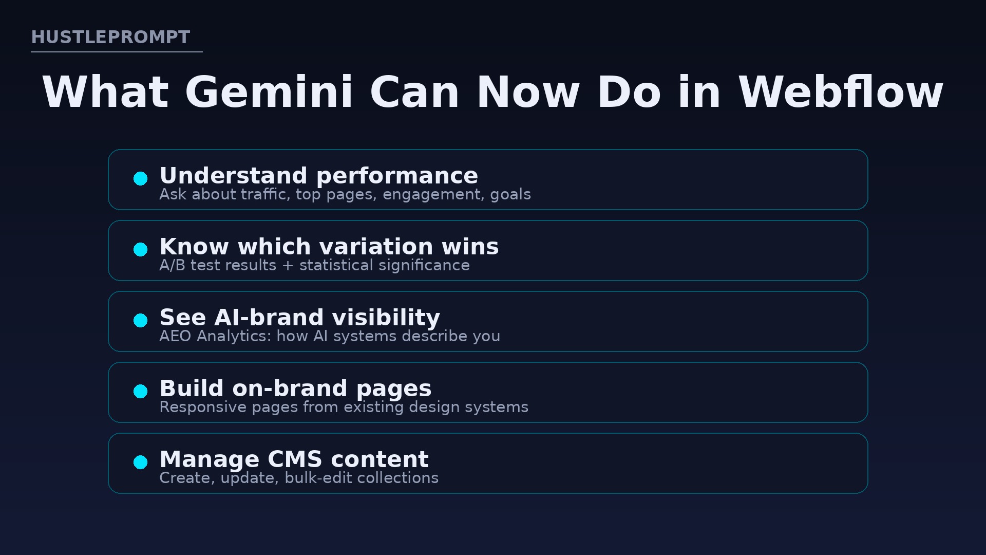 Gemini Webflow MCP capabilities
