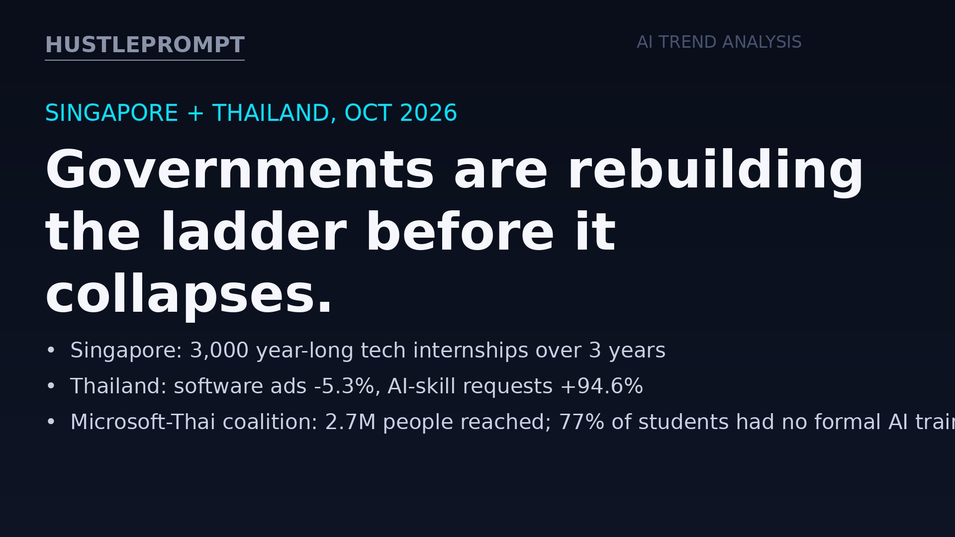 Singapore and Thailand are rebuilding the career ladder with internships and AI training