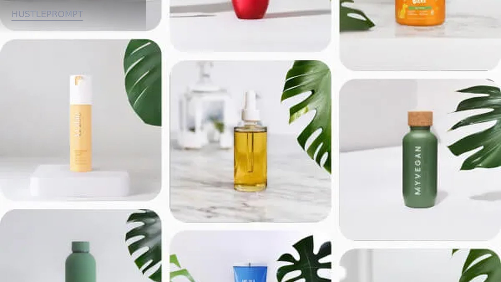 Pebblely bulk generation examples: the same product shown with similar studio backgrounds at scale