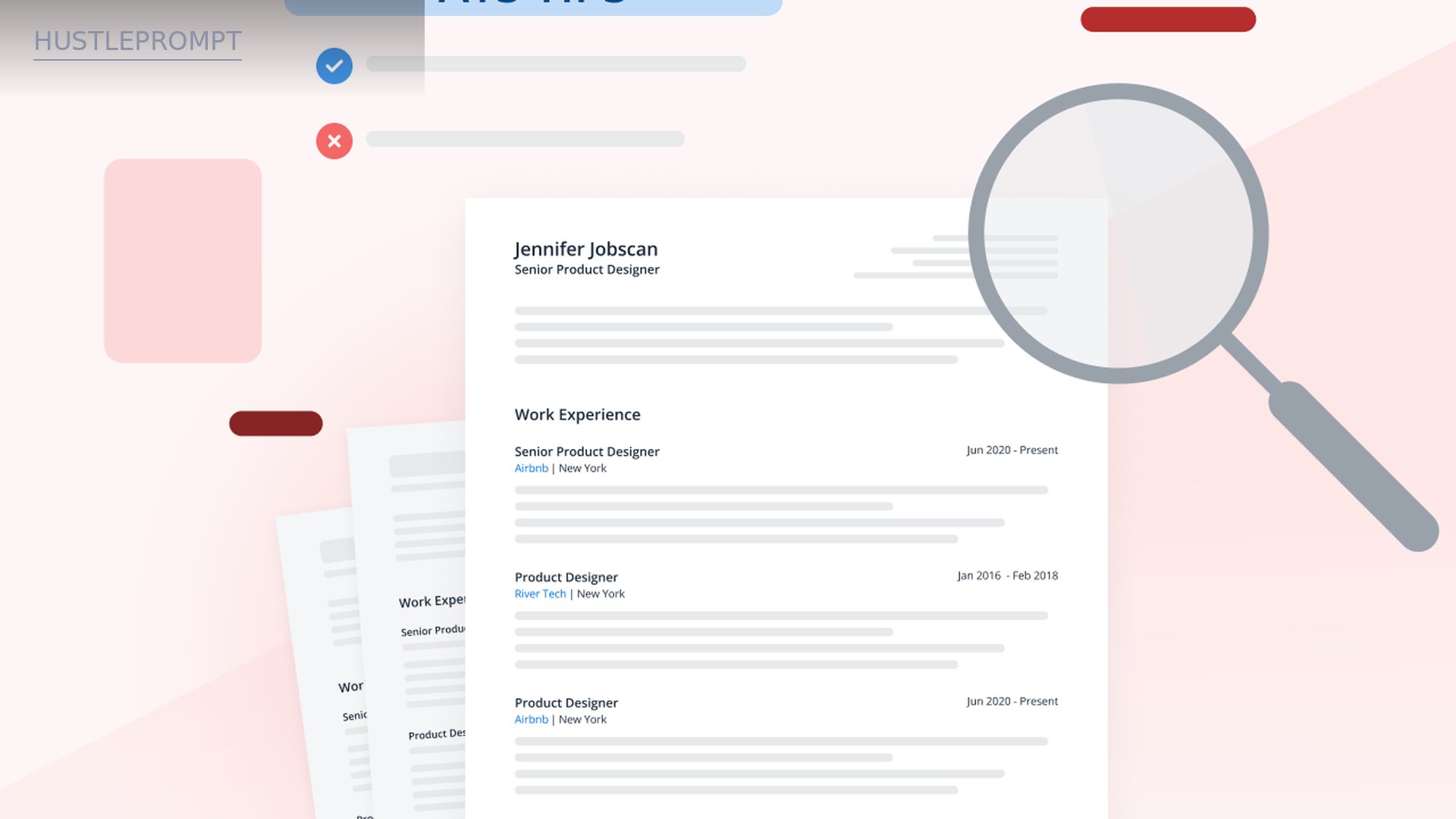 Jobscan resume preview with ATS tips and validation marks highlighting formatting issues
