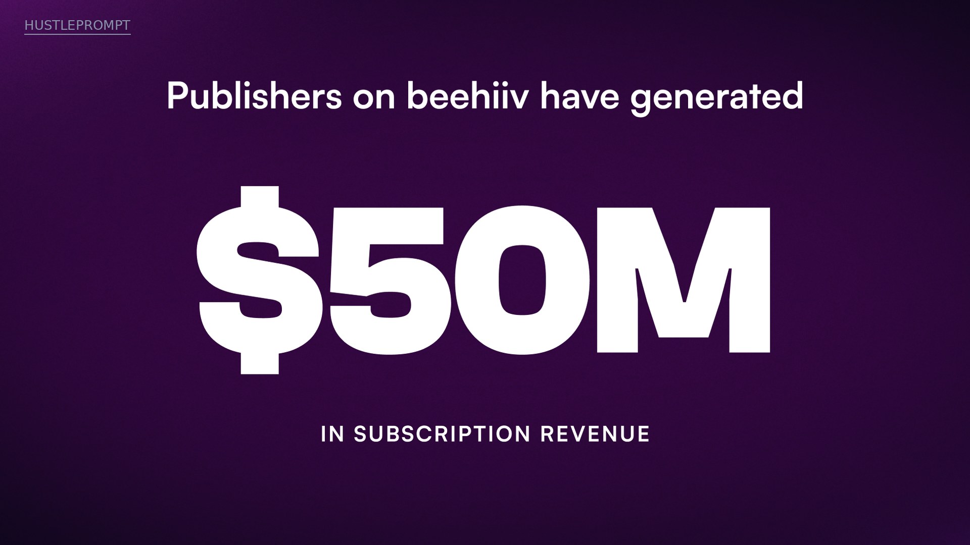 beehiiv graphic stating publishers have generated $50M in subscription revenue