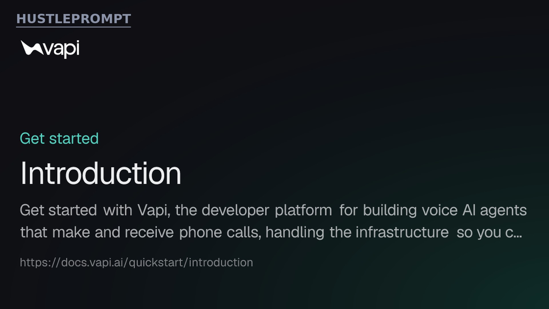 Vapi documentation quickstart for voice agents